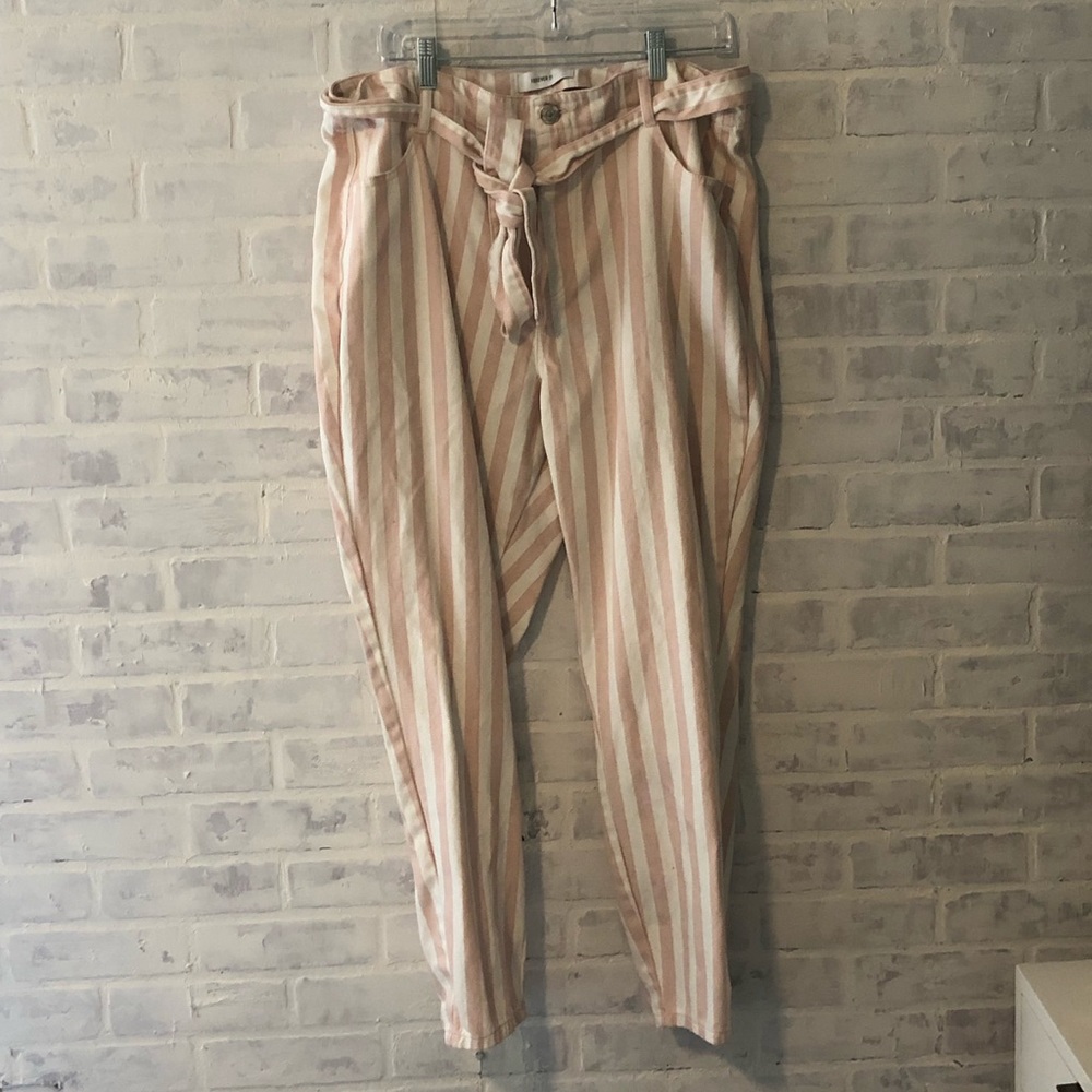 Pink and White Striped Pants